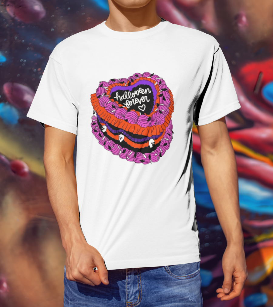 Halloween Forever Heart Cake Spooky Goth Aesthetic Skeleton Decor T-Shirt