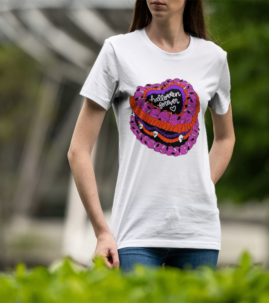 Halloween Forever Heart Cake Spooky Goth Aesthetic Skeleton Decor T-Shirt