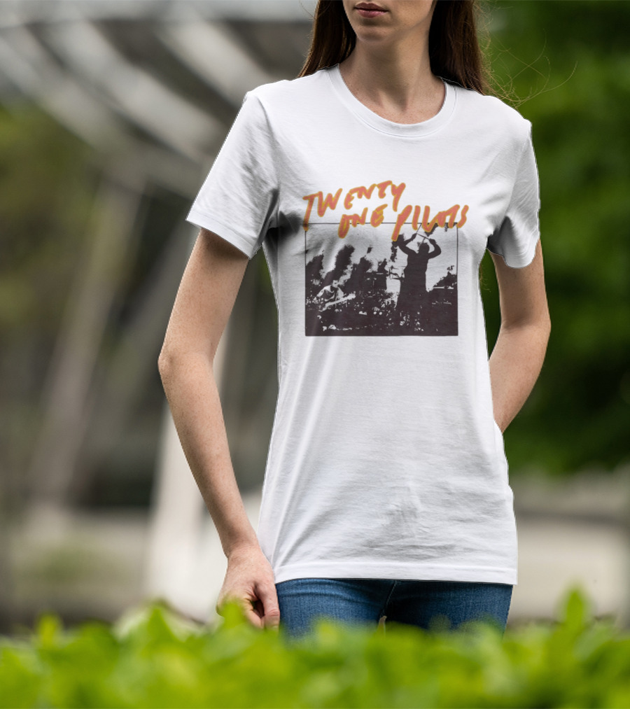 Twenty One Pilots Live Photo Silhouette Drummer Stage Performance T-Shirt