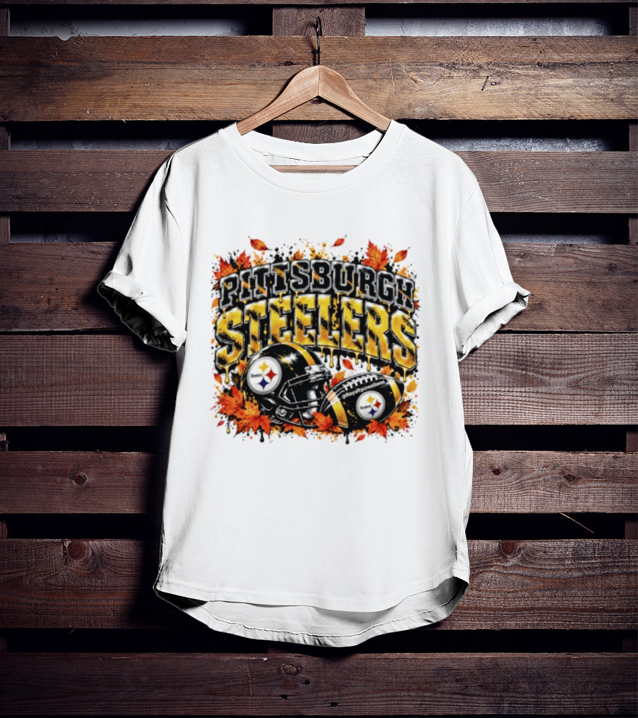 Pittsburgh Steelers Football Helmets Autumn Leaves Halloween 2026 T-Shirt