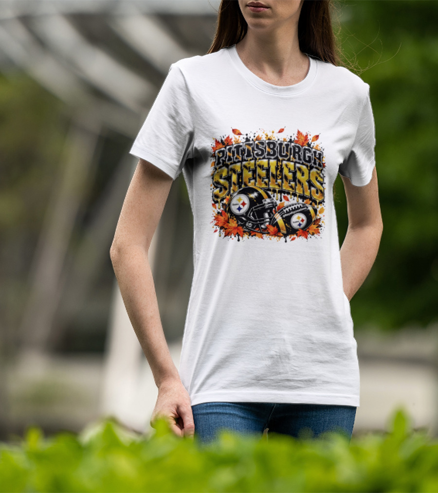 Pittsburgh Steelers Football Helmets Autumn Leaves Halloween 2026 T-Shirt