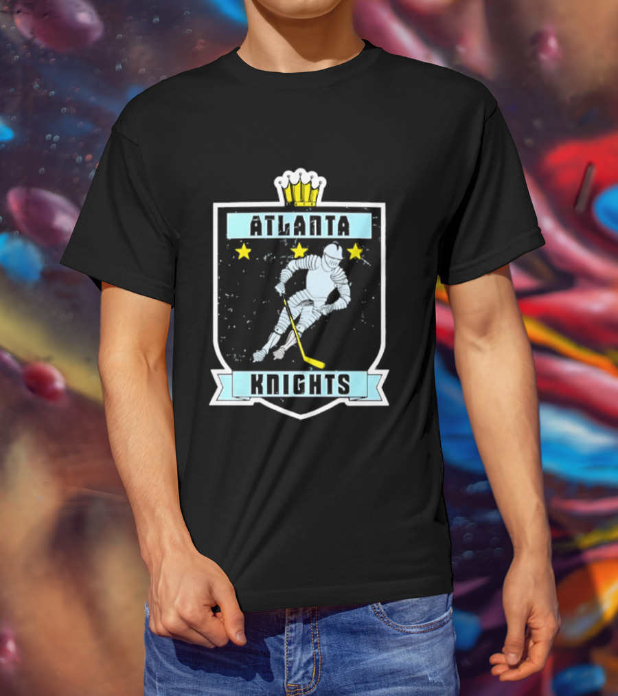 Atlanta Knights Hockey Ice Player With Stars T-Shirt