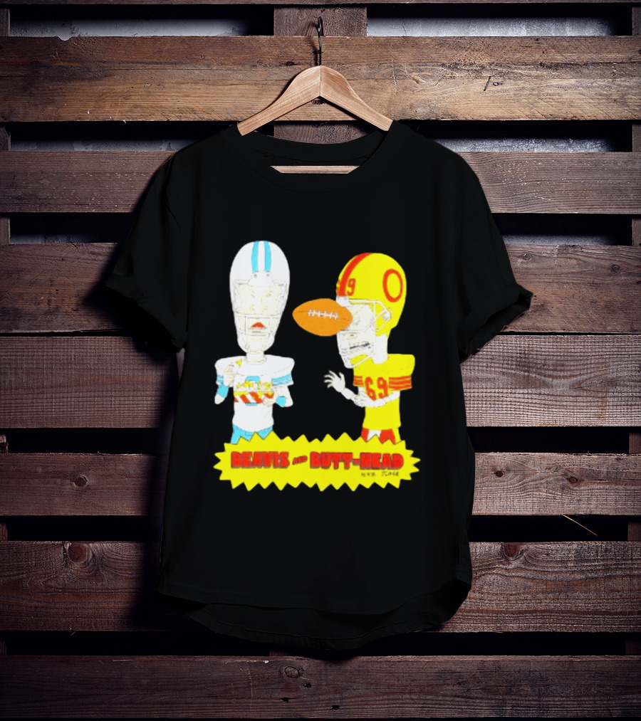 Beavis And Butt Head Football Parody Player Cartoons MTV Series 90s Humor T-Shirt
