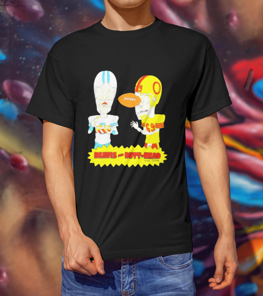 Beavis And Butt Head Football Parody Player Cartoons MTV Series 90s Humor T-Shirt
