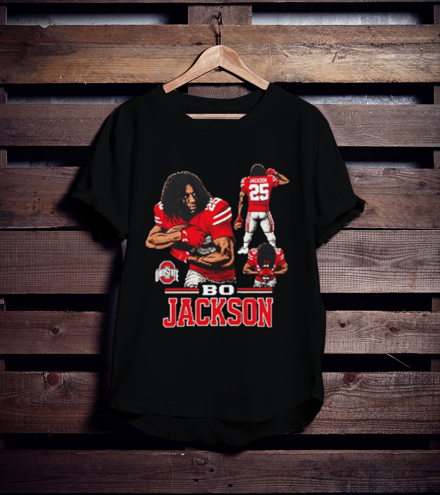 Ohio State Buckeyes Bo Jackson Football Player 25 Red Jersey T-Shirt
