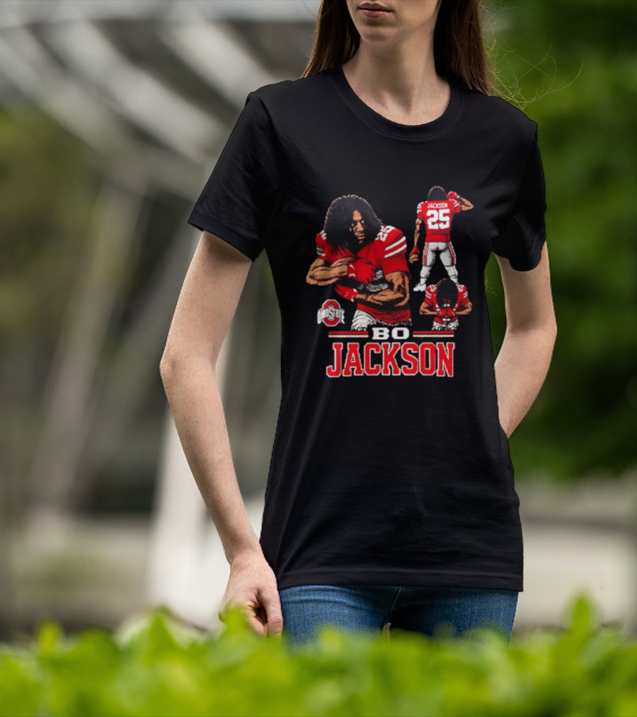 Ohio State Buckeyes Bo Jackson Football Player 25 Red Jersey T-Shirt