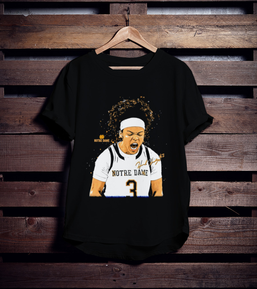 Notre Dame Basketball Hannah Hidalgo Caricature Number 3 NCAA Women's Player T-Shirt