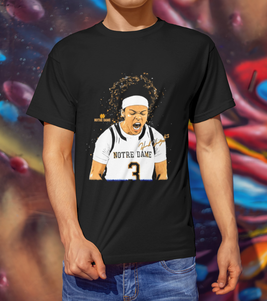 Notre Dame Basketball Hannah Hidalgo Caricature Number 3 NCAA Women's Player T-Shirt