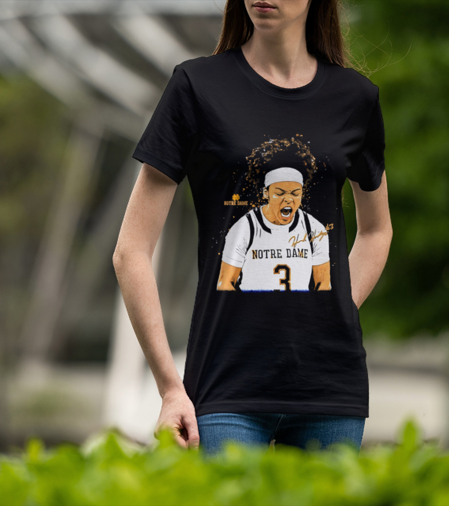 Notre Dame Basketball Hannah Hidalgo Caricature Number 3 NCAA Women's Player T-Shirt