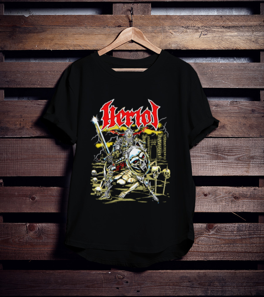 Herol Fantasy Knight Skull Shield Sword Adventure T-Shirt