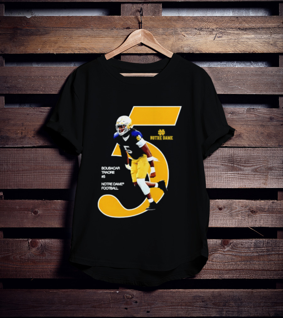 Boubacar Traore 5 Notre Dame Football Player NCAA Iconic Number T-Shirt