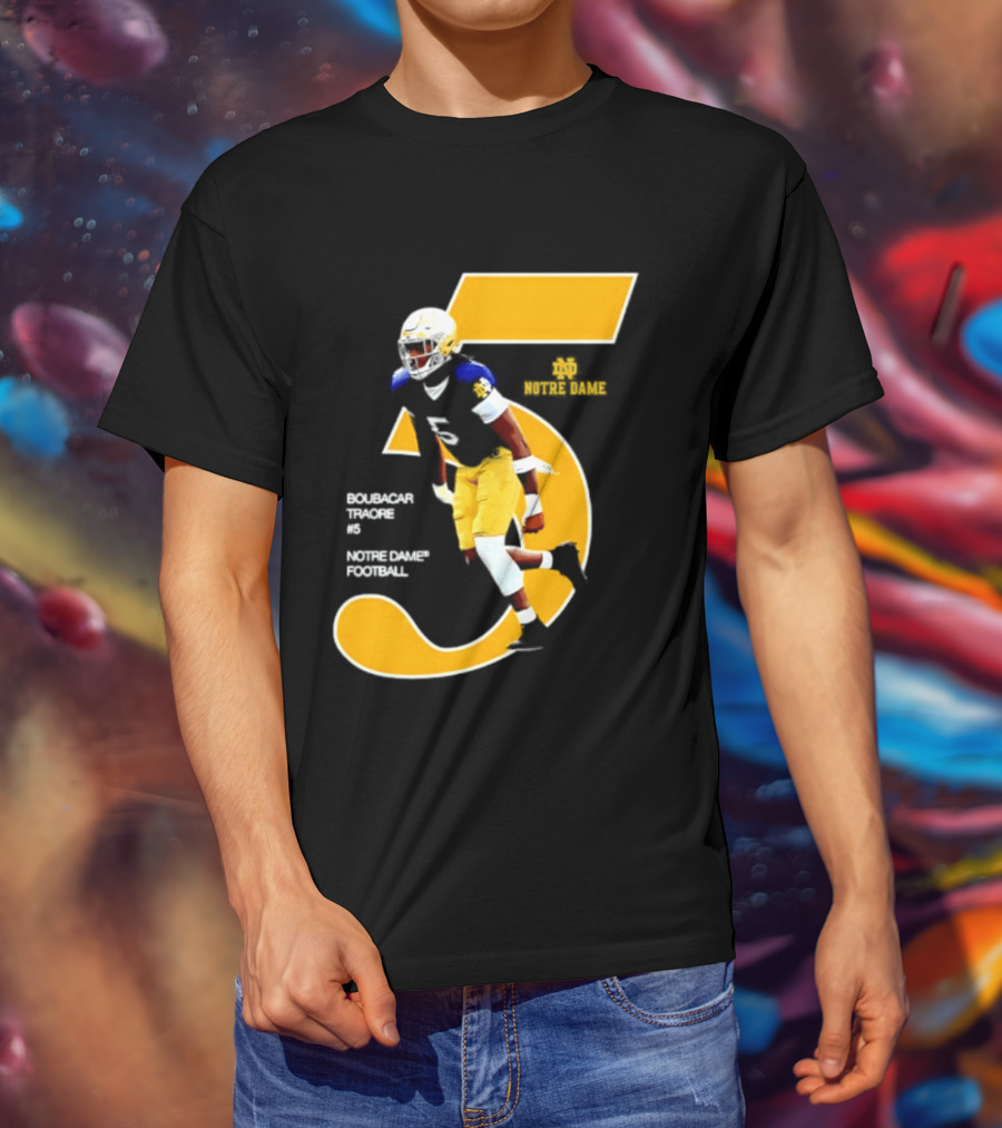 Boubacar Traore 5 Notre Dame Football Player NCAA Iconic Number T-Shirt