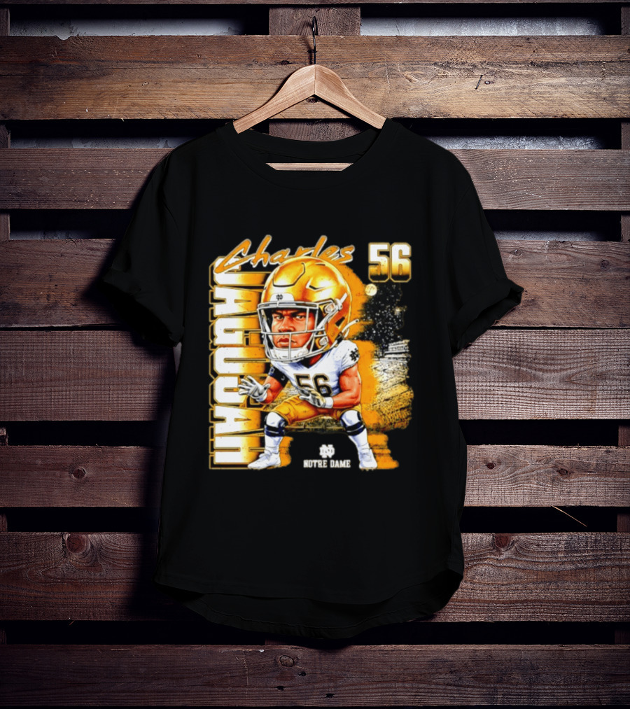 Charles Jagusah 56 Notre Dame Player NCAA Football Caricature T-Shirt