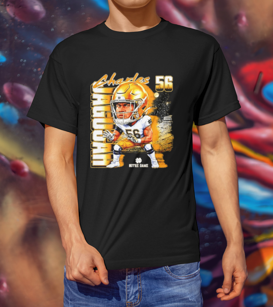 Charles Jagusah 56 Notre Dame Player NCAA Football Caricature T-Shirt