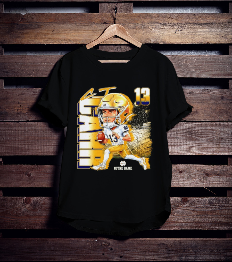 CJ Carr 13 Notre Dame Fighting Irish Football Player Caricature T-Shirt