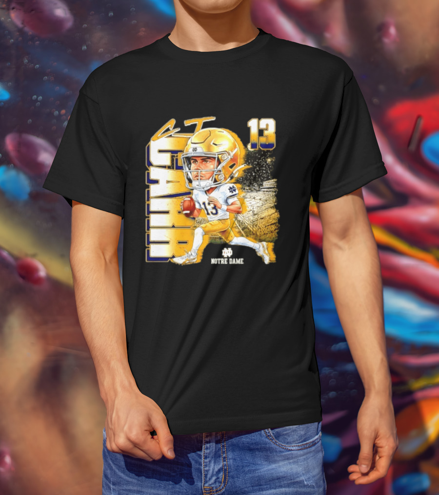 CJ Carr 13 Notre Dame Fighting Irish Football Player Caricature T-Shirt