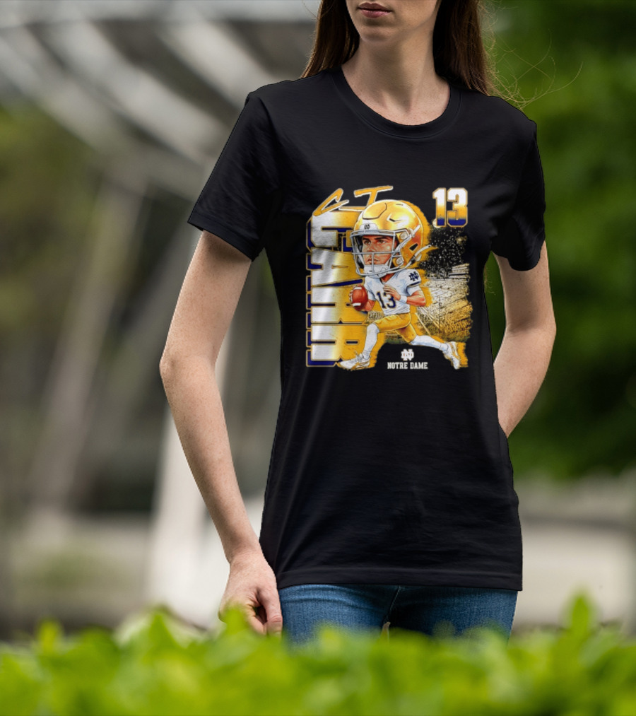 CJ Carr 13 Notre Dame Fighting Irish Football Player Caricature T-Shirt