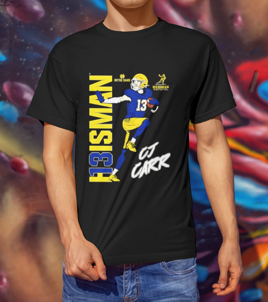 Notre Dame Football CJ Carr Heisman 13 NCAA T-Shirt