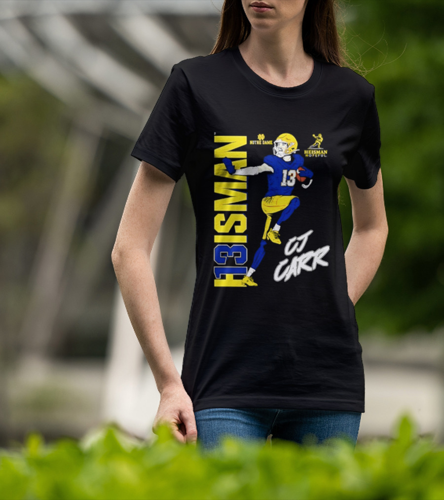Notre Dame Football CJ Carr Heisman 13 NCAA T-Shirt
