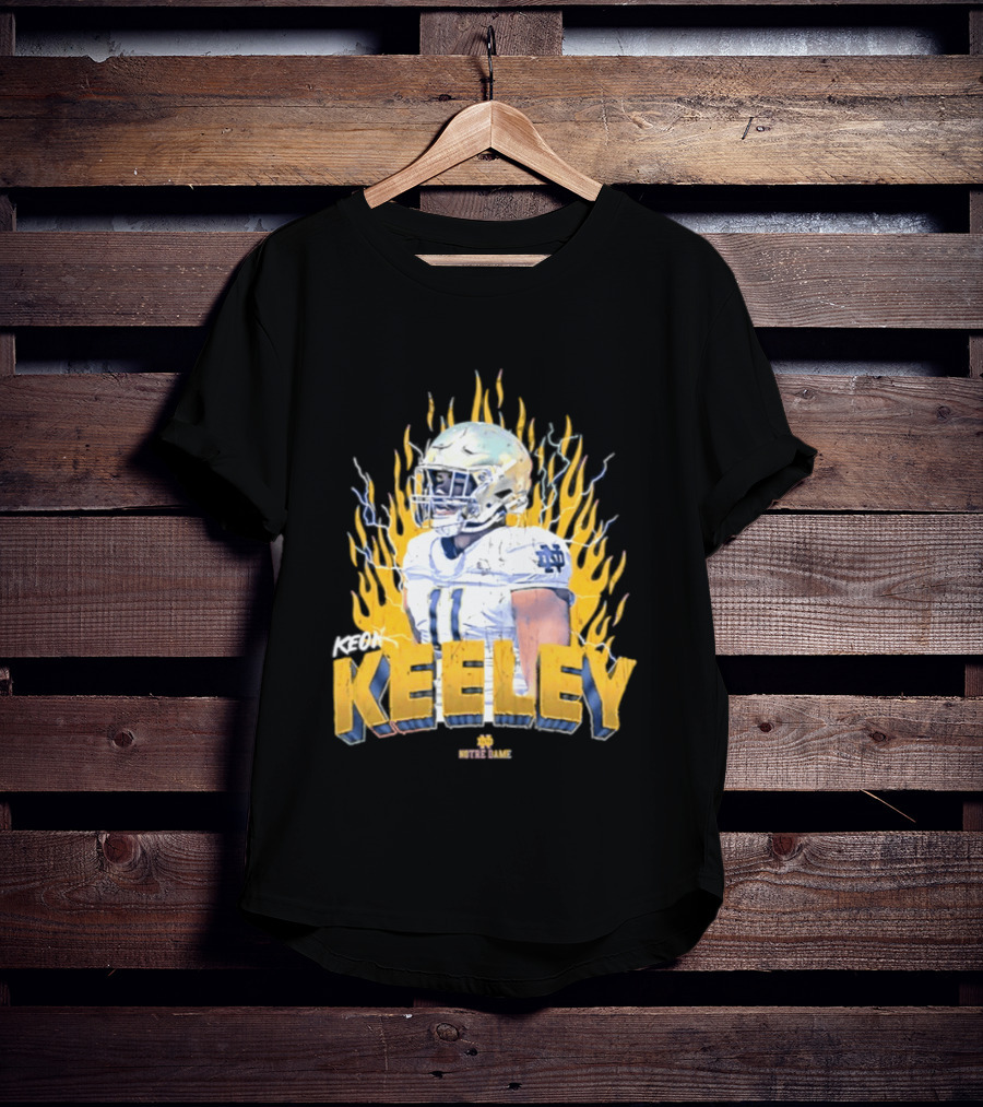 Notre Dame Football Keeley 11 NCAA Player Name Flame Burst T-Shirt