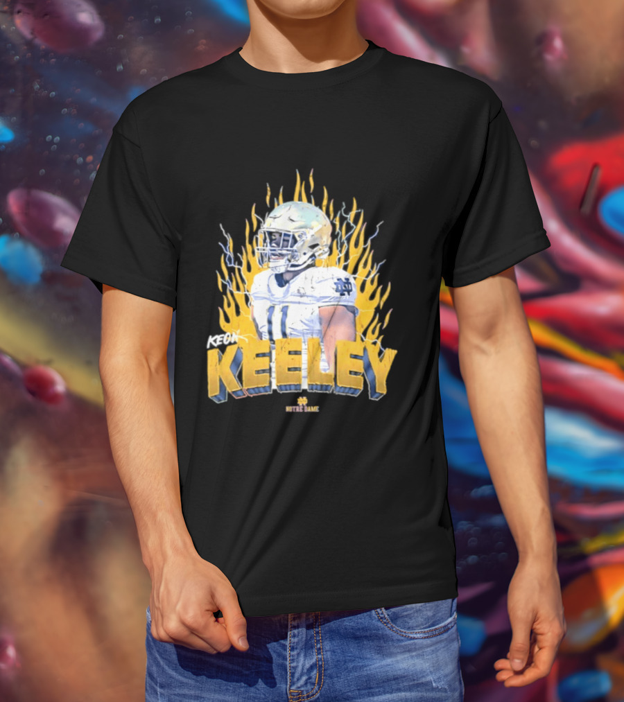Notre Dame Football Keeley 11 NCAA Player Name Flame Burst T-Shirt