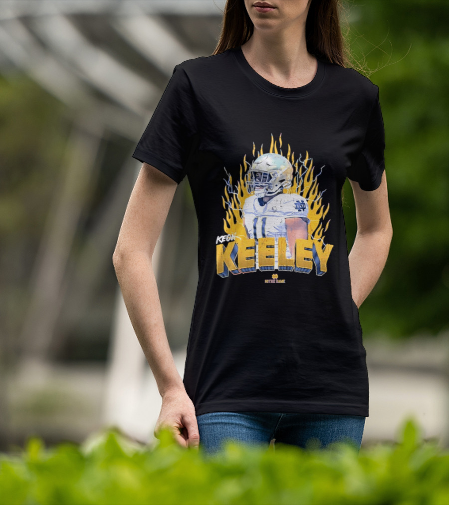 Notre Dame Football Keeley 11 NCAA Player Name Flame Burst T-Shirt