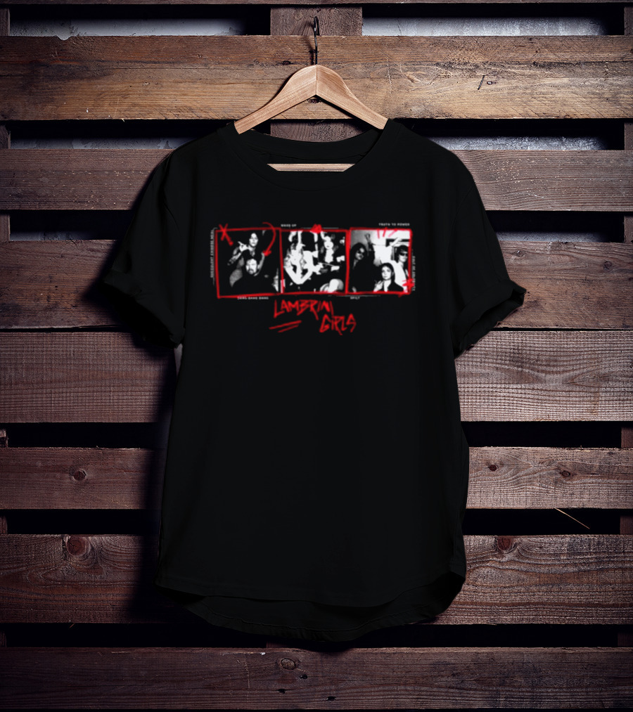 Lambrini Girls Shop No Refunds Black Punk Collage Explicit Notices T-Shirt