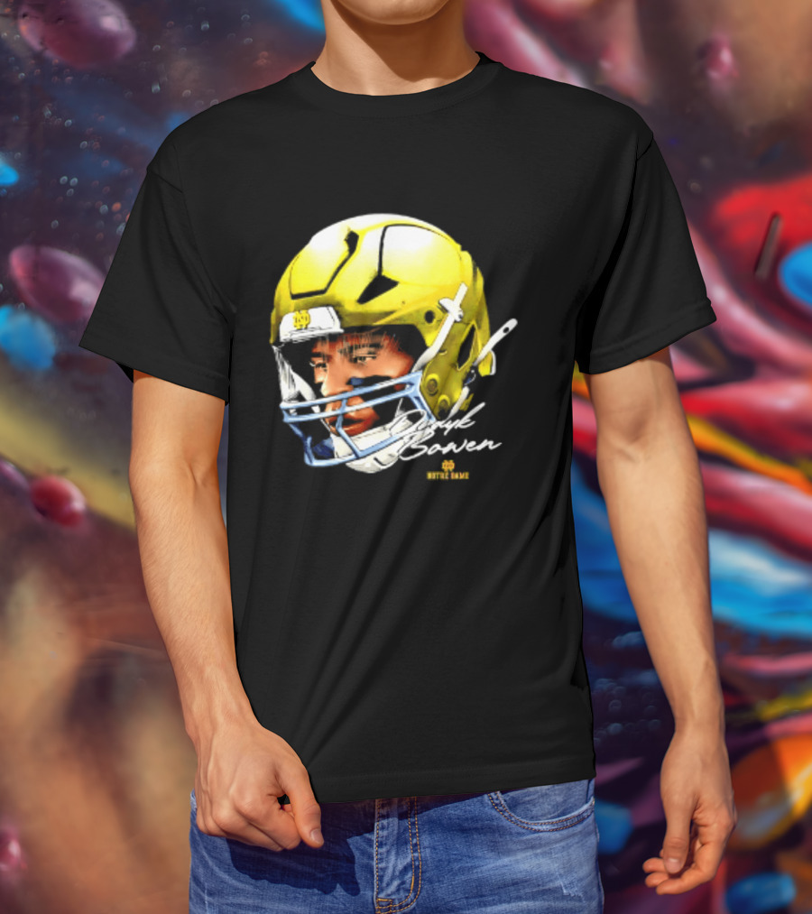 Notre Dame Drayk Bowen NCAA Football Headgear Fan Gear T-Shirt