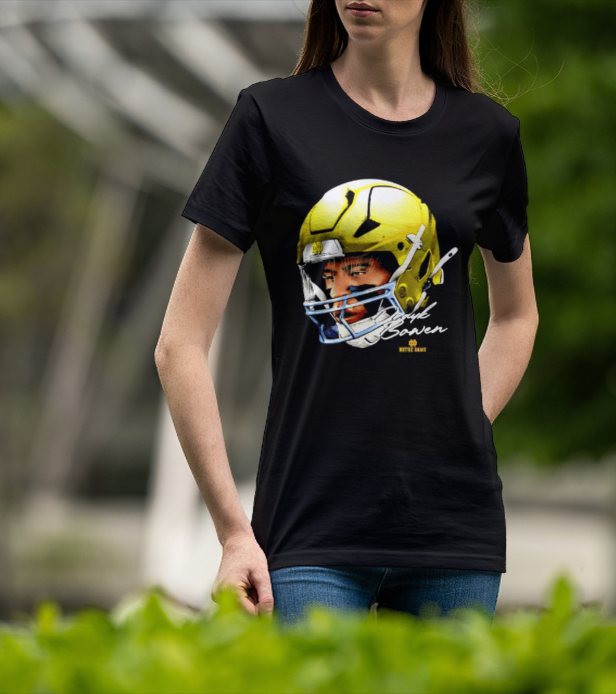 Notre Dame Drayk Bowen NCAA Football Headgear Fan Gear T-Shirt