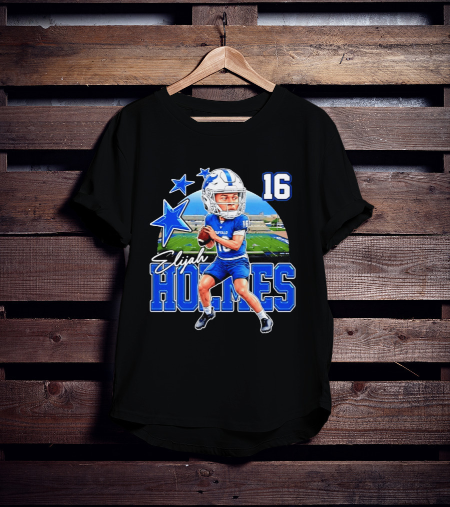 Elijah Holmes 16 Buffalo Bulls NCAA Football Caricature T-Shirt