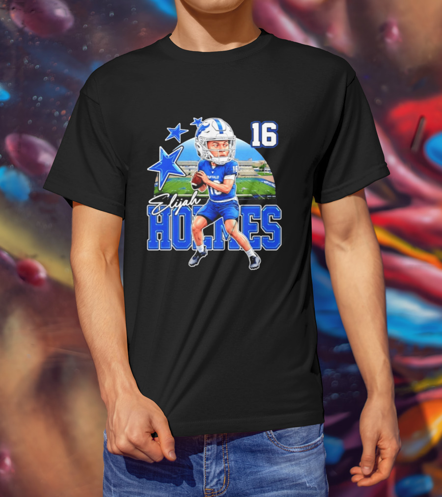 Elijah Holmes 16 Buffalo Bulls NCAA Football Caricature T-Shirt