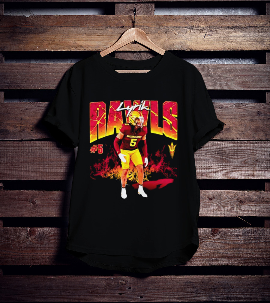 Lyrik Rawls #5 Arizona State Football Player Graphic With Sun Devils T-Shirt
