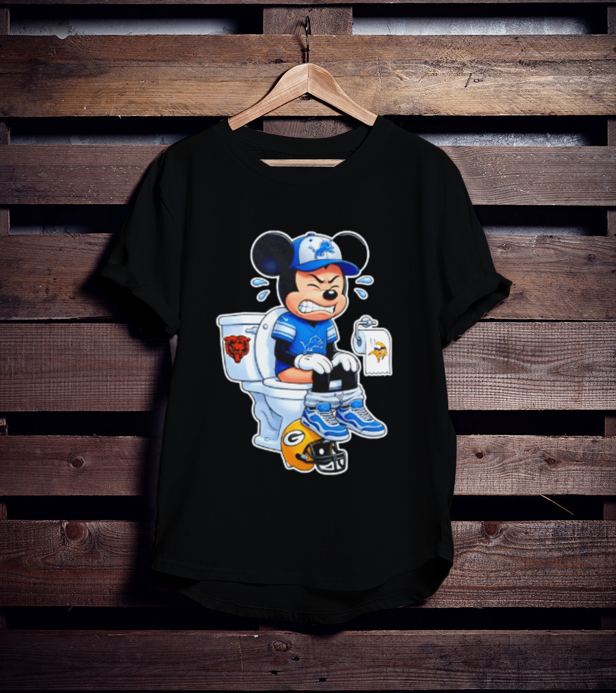 Detroit Lions Mickey Toilet Beating Bears Vikings Packers Football T-Shirt