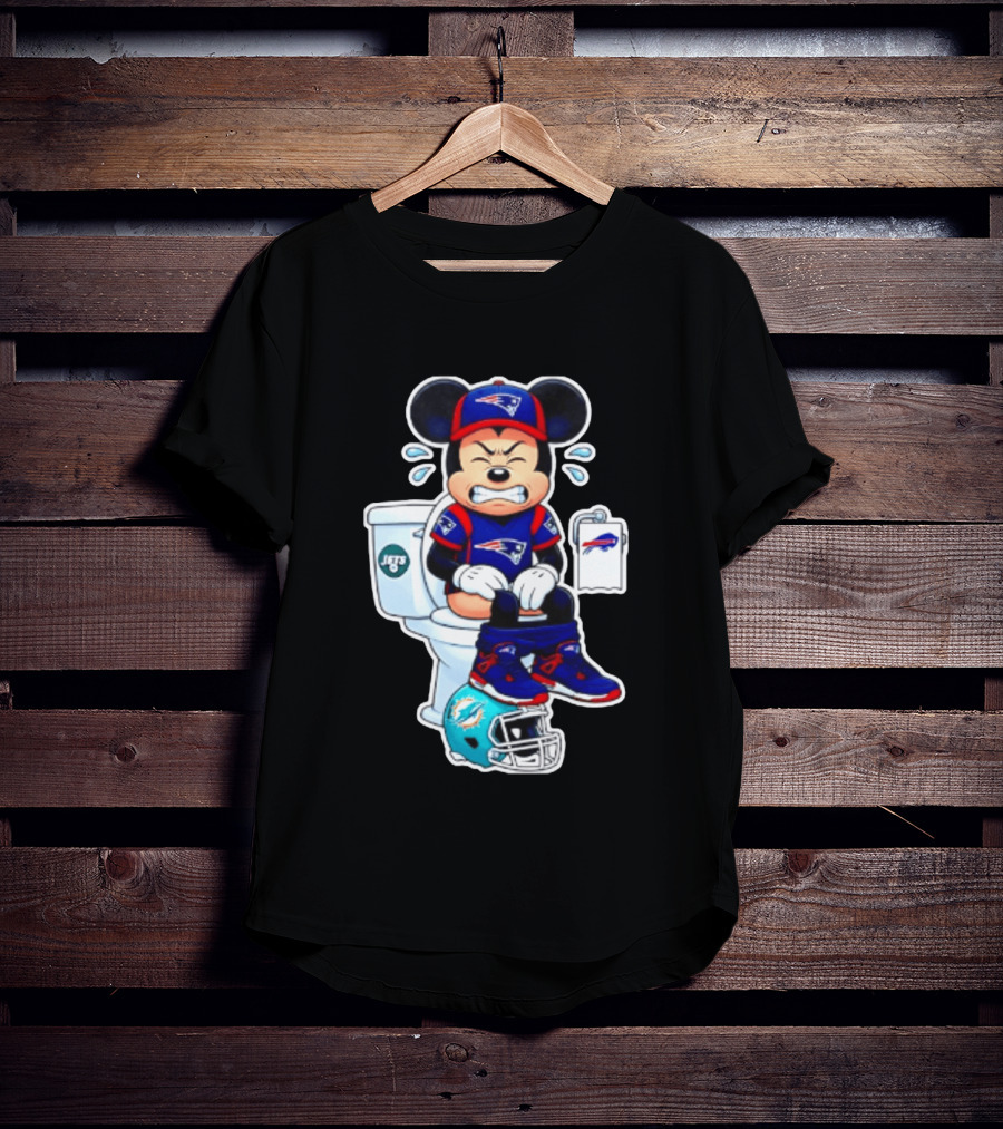Mickey Patriots Jets Bills Dolphins Toilet Humor Football T-Shirt
