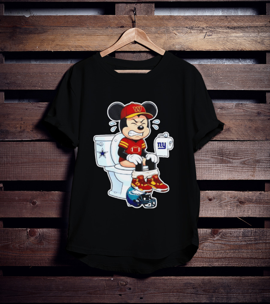 Mickey Toilet Washington W Frustrated Cowboys Giants Eagles Football Rivalry T-Shirt