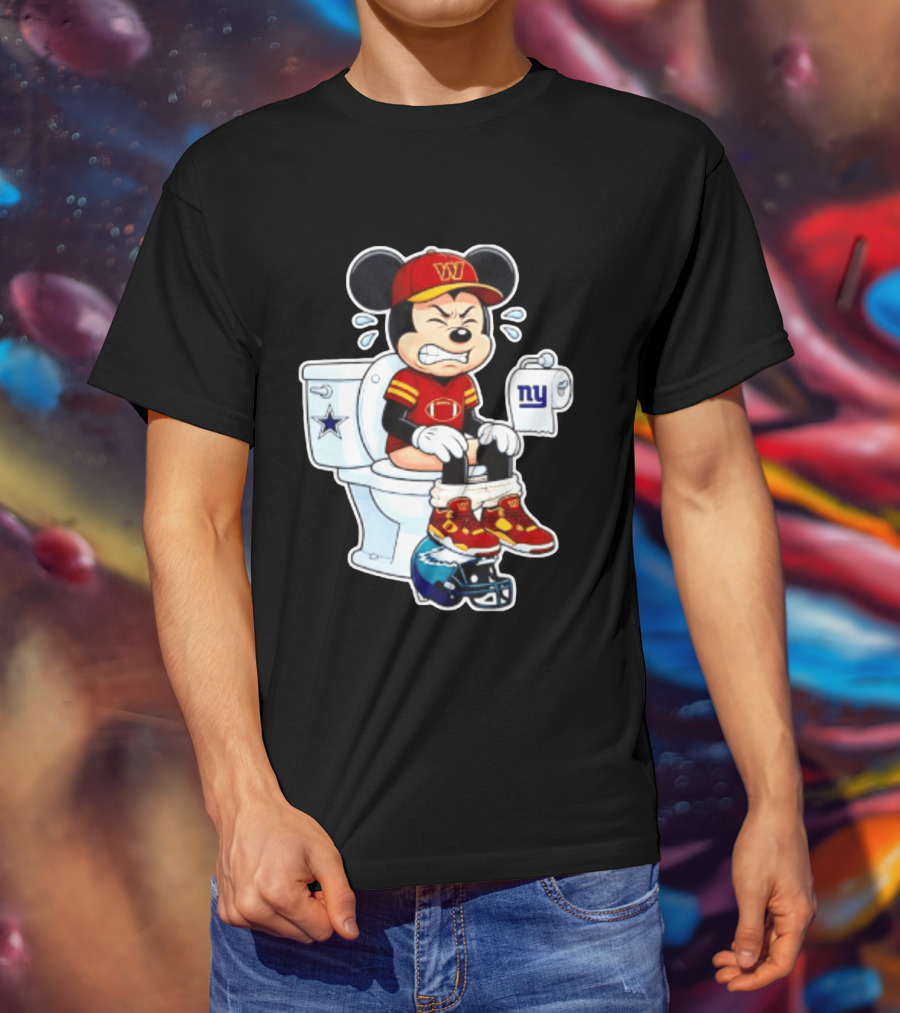 Mickey Toilet Washington W Frustrated Cowboys Giants Eagles Football Rivalry T-Shirt