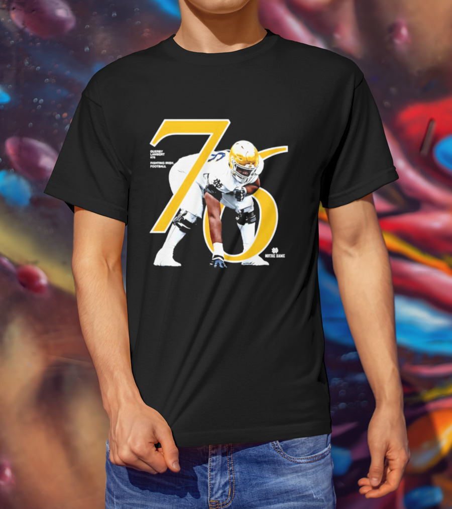Notre Dame Football Player Number 76 Guerby Lambert NCAA T-Shirt