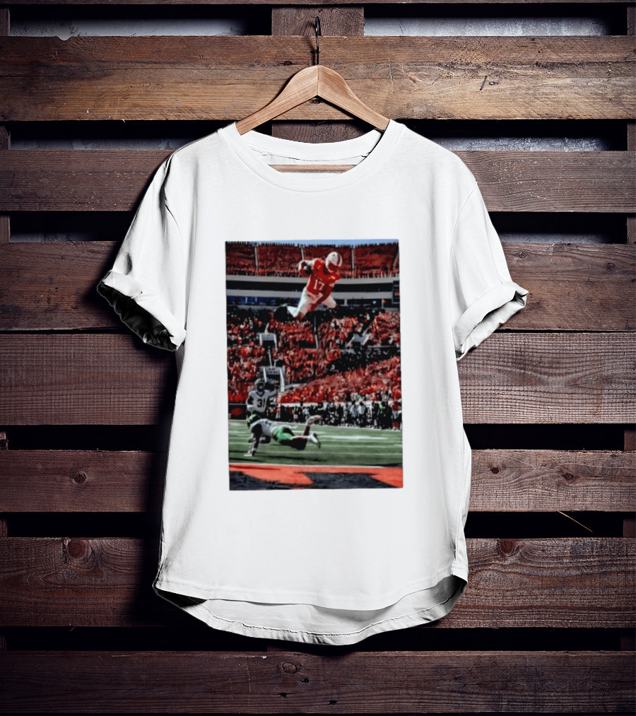 Brennan Presley Oklahoma State Cowboys Touchdown Football Action Stadium Scene T-Shirt