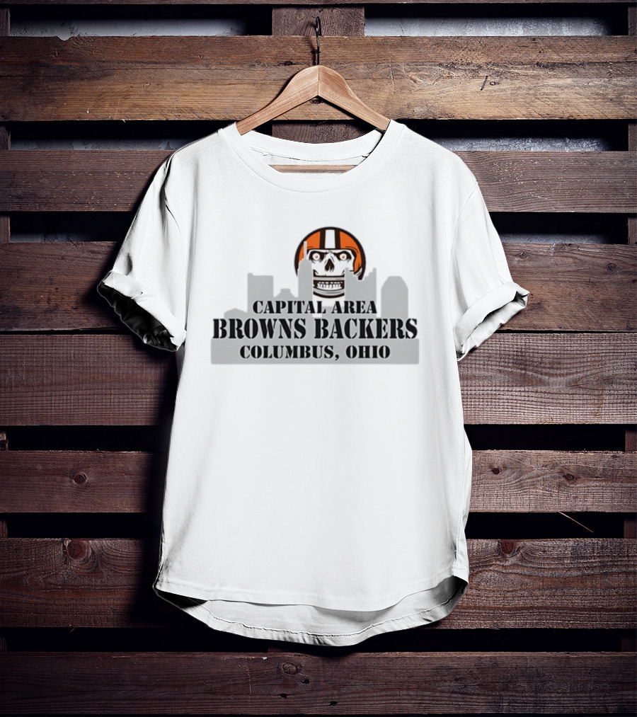 Cleveland Browns Skull Capital Area Browns Backers Columbus Ohio T-Shirt