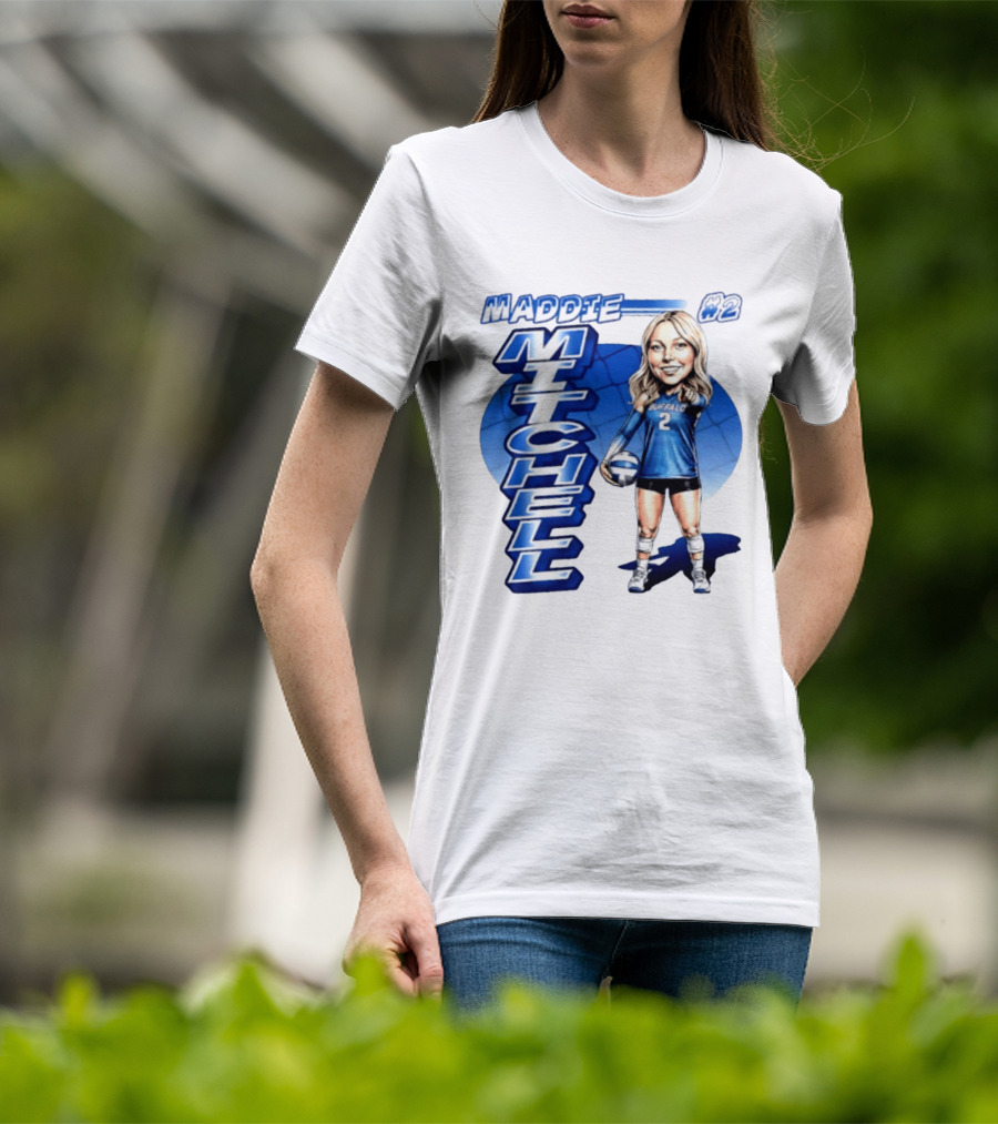 Maddie Mitchell #2 Buffalo Volleyball Caricature T-Shirt