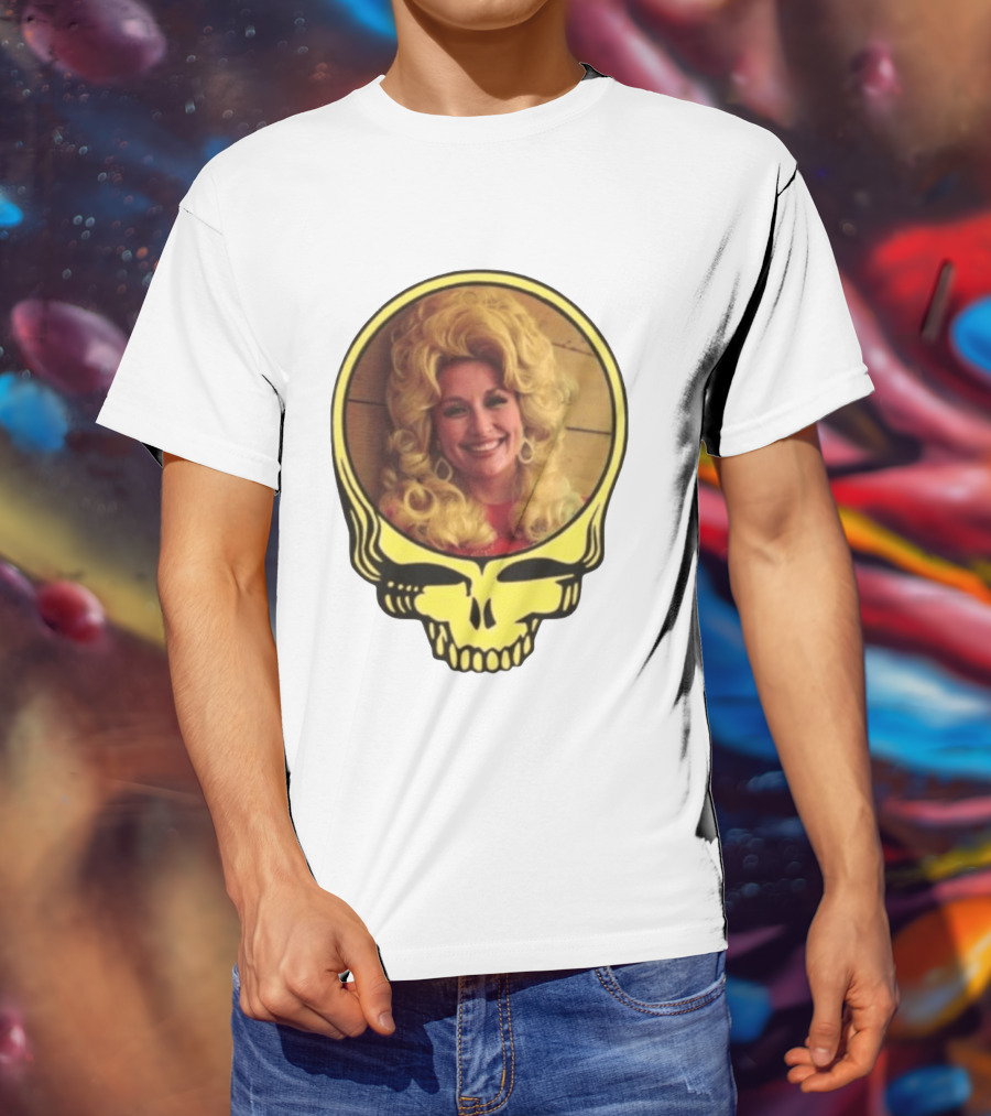 Dolly Parton Grateful Dead Skull Motif T-Shirt