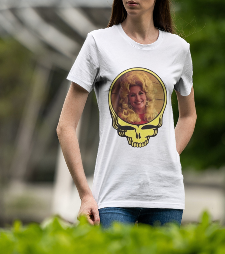 Dolly Parton Grateful Dead Skull Motif T-Shirt