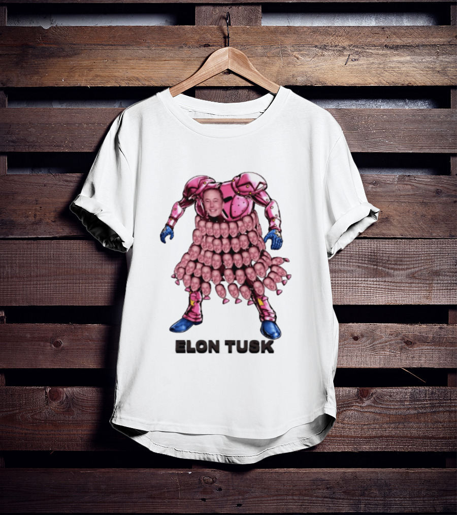 Elon Tusk Pink Armor Mosaic Elon Musk Faces T-Shirt