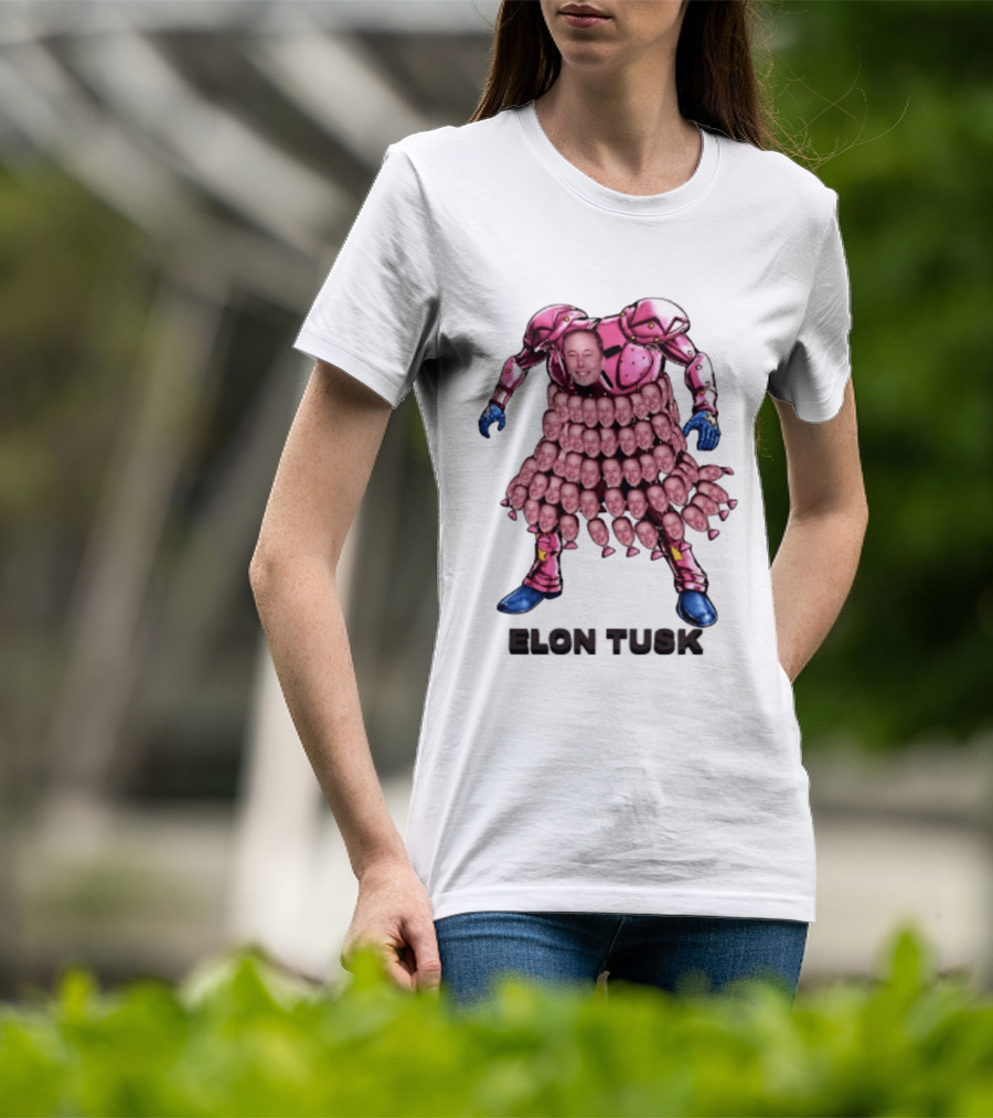 Elon Tusk Pink Armor Mosaic Elon Musk Faces T-Shirt