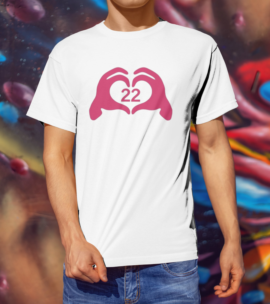 Feelin 22 Pink Heart Hands Gesture T-Shirt