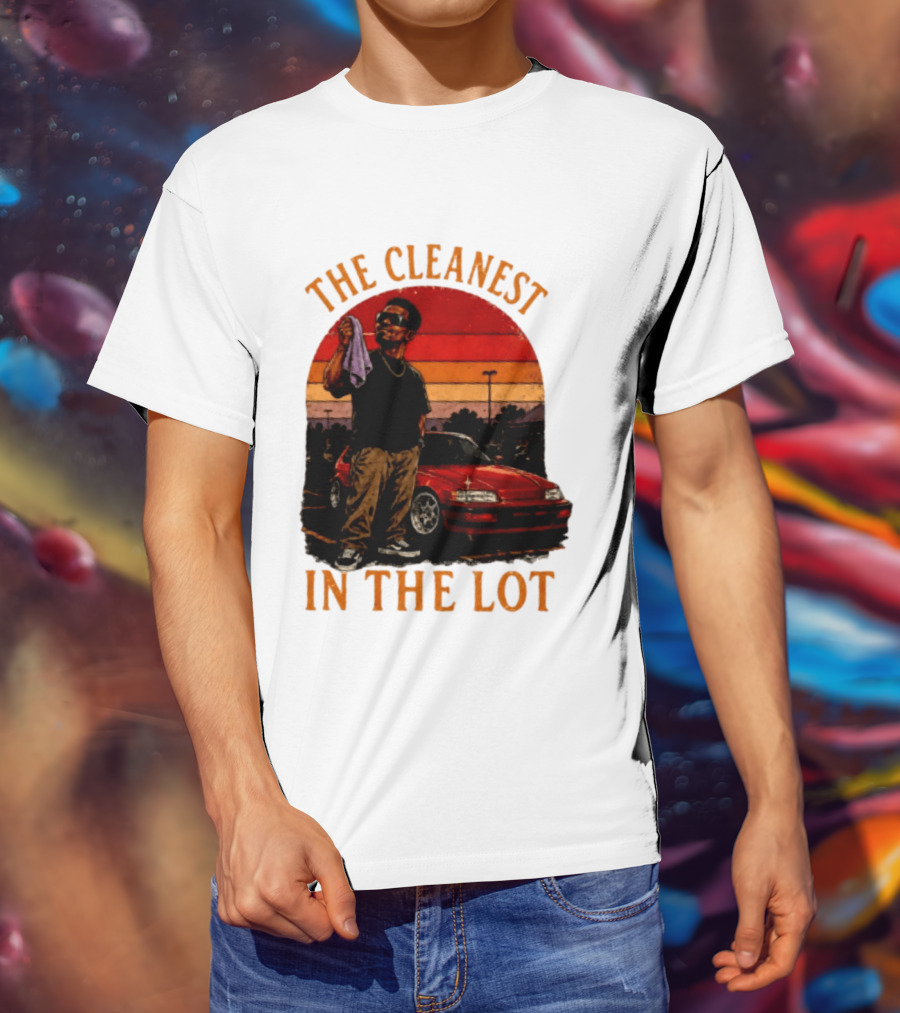 The Cleanest In The Lot Retro Car Enthusiast Sunset Scene T-Shirt
