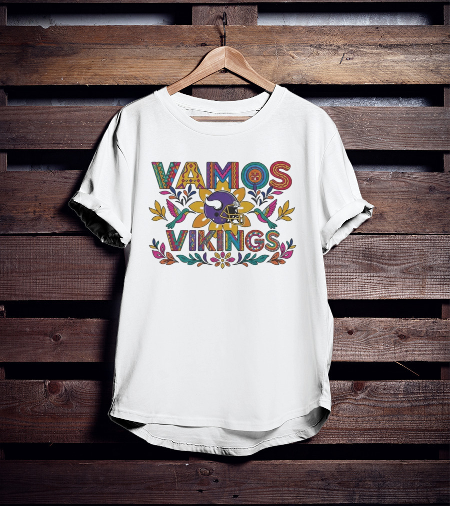 Vamos Vikings Colorful Helmet Floral T-Shirt