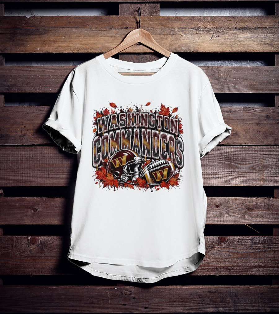 Washington Commanders Football Helmet Autumn Leaves 2026 T-Shirt