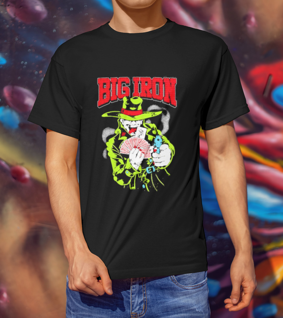 Big Iron Joker Cowboy Western Playing Cards T-Shirt