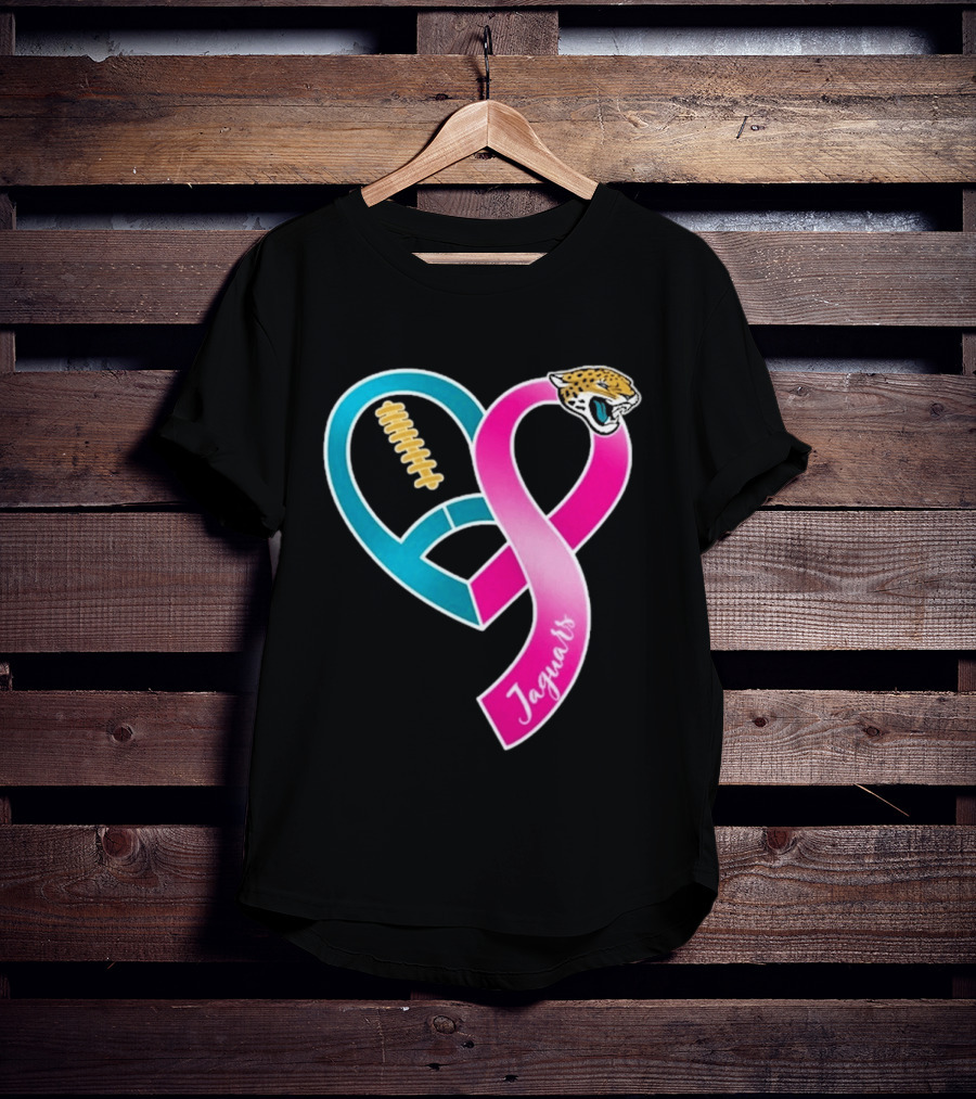 Jacksonville Jaguars Breast Cancer Awareness Heart Ribbon 2026 T-Shirt